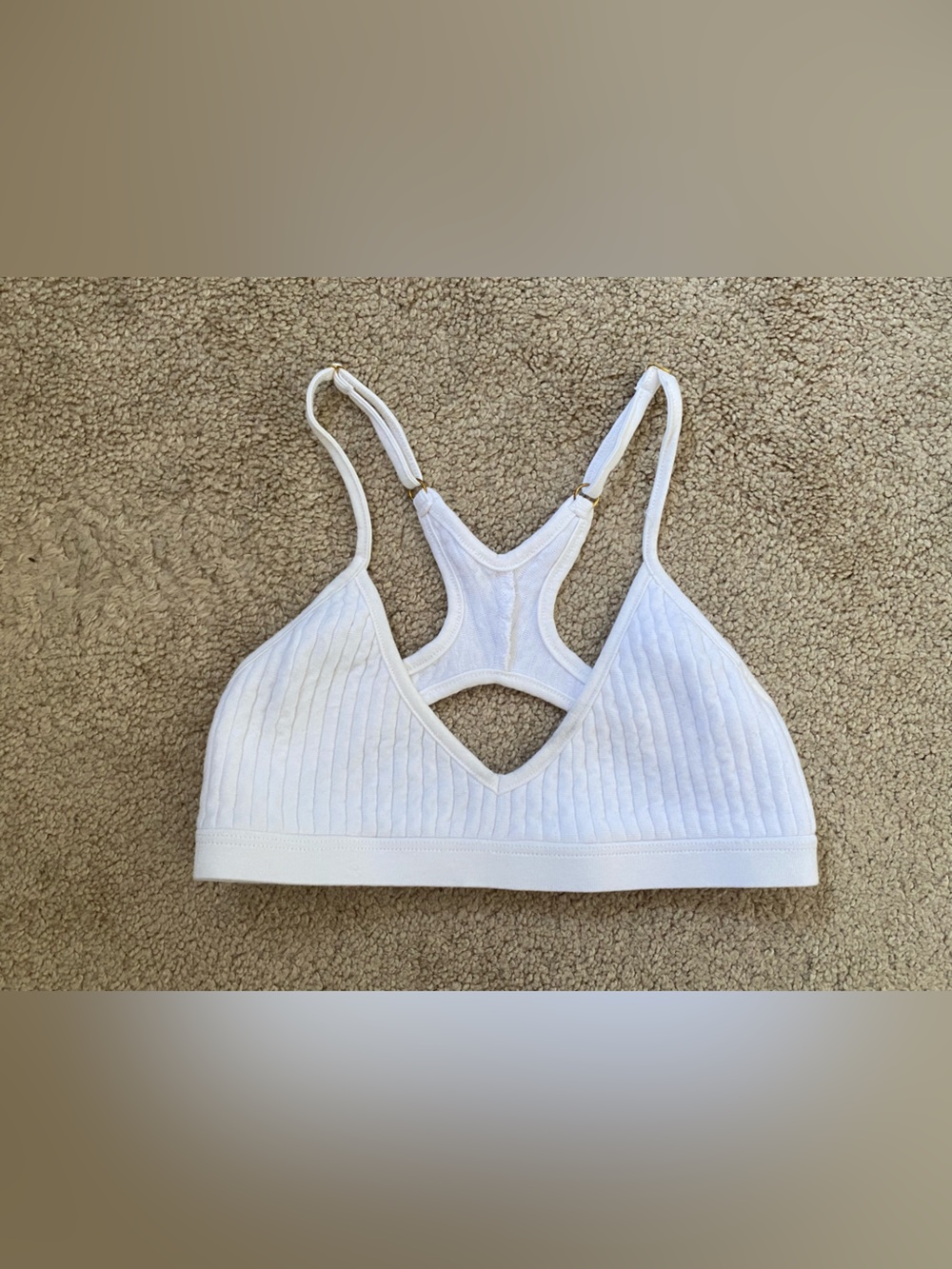Are You Am I AYAI White Ribbed Bralette XS